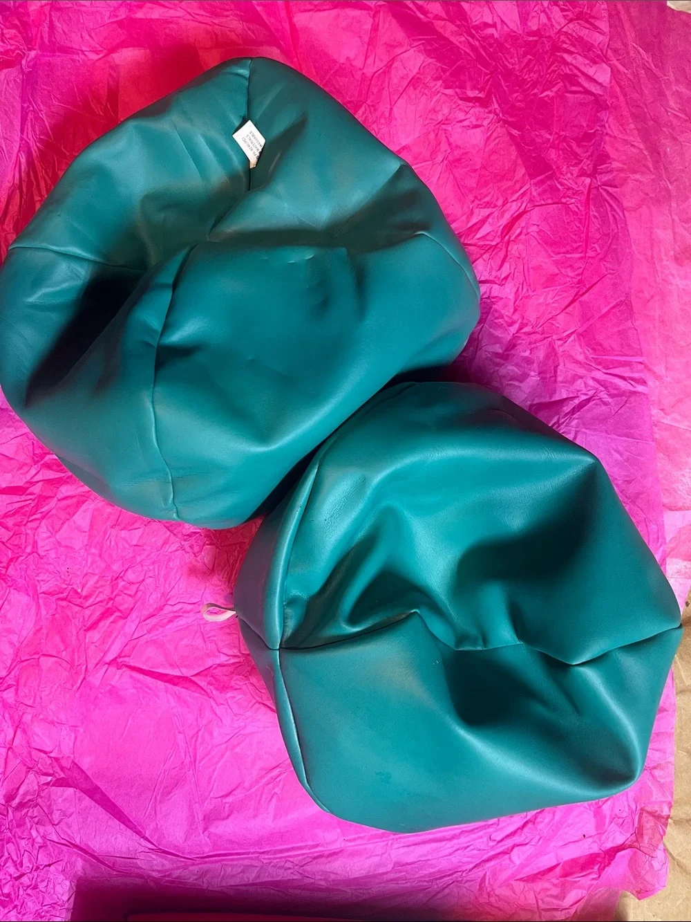 vintage 1998 Wild Works Inc. doll bean bag chair - Pair in Teal